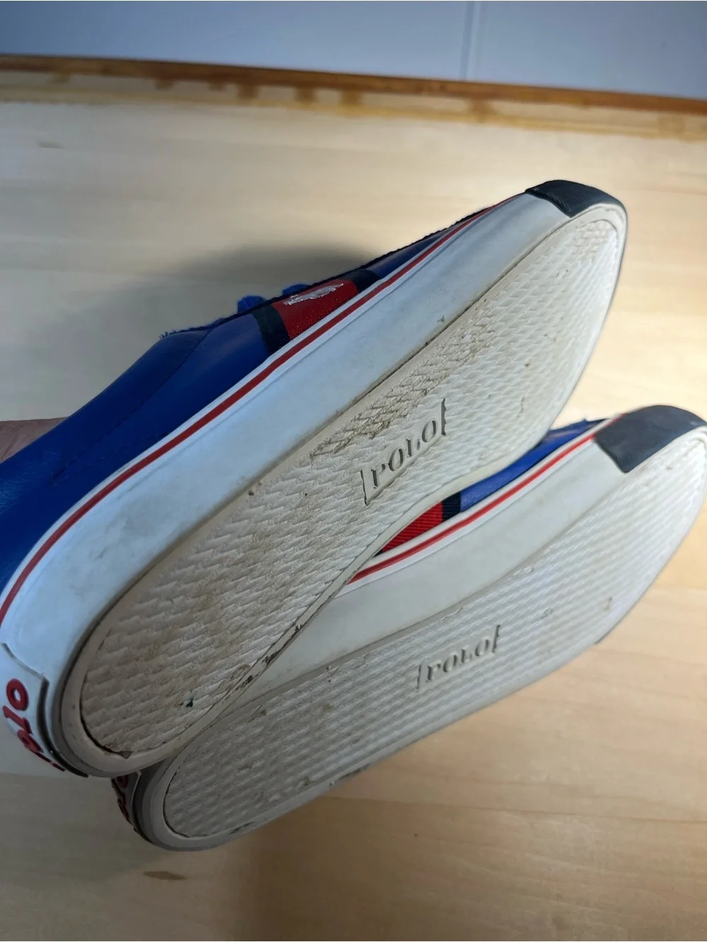 Polo by Ralph Lauren Men’s Royal Blue Sneakers with Red and Black Accents